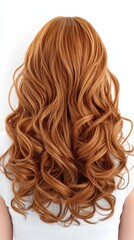 Naklejka premium Long Curly Auburn Hair Isolated on White Background