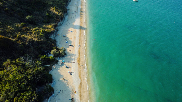 Aerial view of the Adriatic Sea , beautiful water and beach, Conero Riviera , Numana Italy