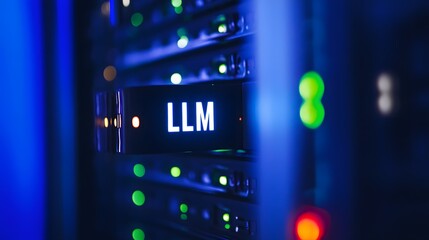 A close-up of a server rack with a label that reads "LLM".
