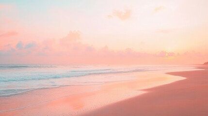 Obraz premium Serene Sunset Over Tranquil Beach with Soft Waves