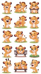 Fototapeta premium A set of cute cartoon animals
