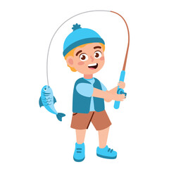 cartoon boy with fish