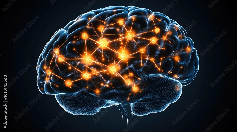 Aufkleber human brain showing intelligent thinking processing through the concept of a neural network