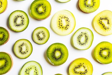Fototapeta premium Fresh Kiwi Slices Pattern - A Delightful Display of Green and Yellow
