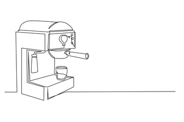 one continuous line drawing of coffee machine.one line drawing of coffee maker machine vector.single line drawn coffee machine icon.isolated white background