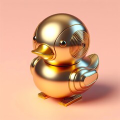 Fototapeta premium a cute, cool and hip gold shinny metallic futuristic duck