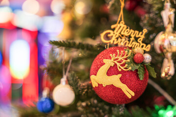Beautiful decorated christmas tree with blurred background. soft focus