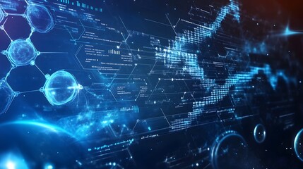 A computer generated image with a blue background and a lot of white dots and lines. The image is abstract and has a futuristic feel to it