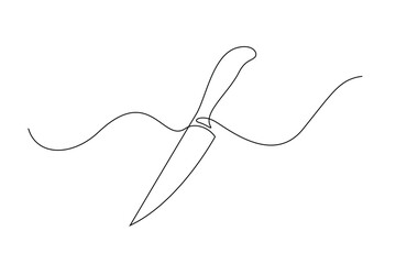 Obraz premium continuous line of kitchen knife.one line drawing of kitchen knife.one line kitchen knife vector
