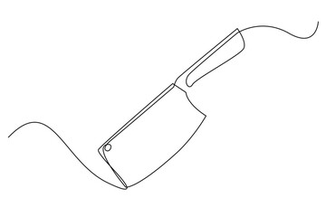 Obraz premium continuous line butcher knife.one line drawing of butcher knife.one line butcher knife vector