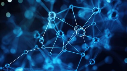 Network structure chemical bonds in molecular level of lines and points, dots and connections