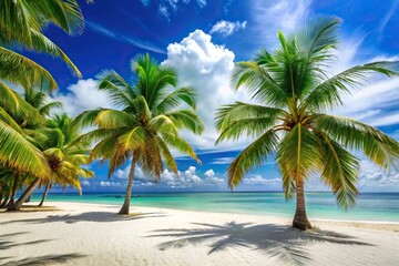 Obraz premium Escape to paradise with HD wallpaper of palm trees and white sands macro