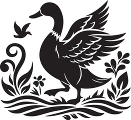 Unique Duck Silhouette Art Illustrations for Creative Projects