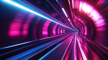 Obraz premium Abstract Neon Lights in a Tunnel, Creating a Motion Blur Effect
