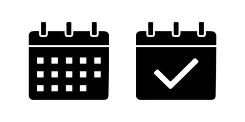 Calendar vector icon. Black illustration isolated for graphic and web design.