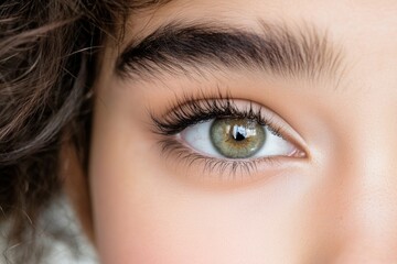 Fototapeta premium Close-Up of Model with Natural Makeup and Soft Focus