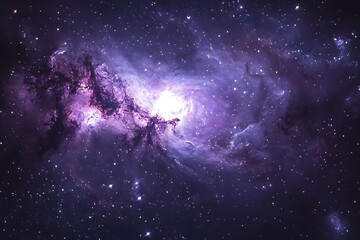 Purple Nebula in Deep Space with Bright Stars