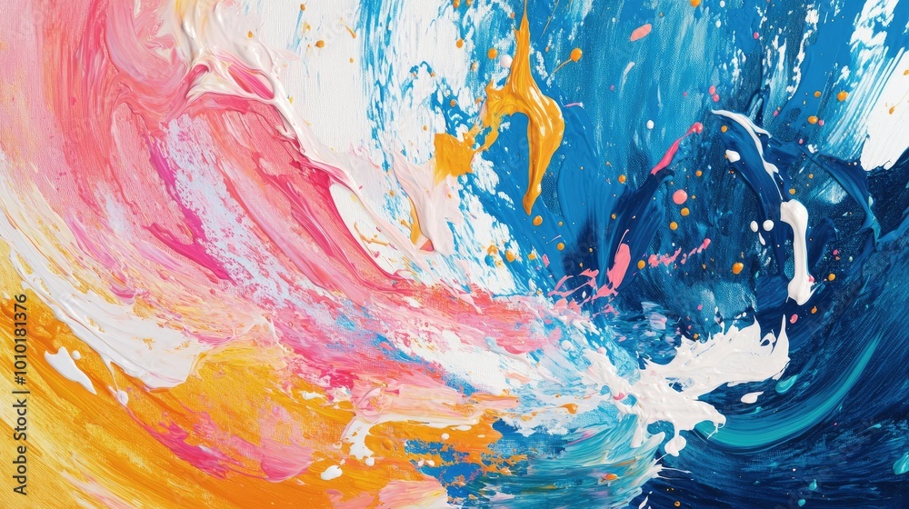 Poster Abstract paint splashes in dynamic display