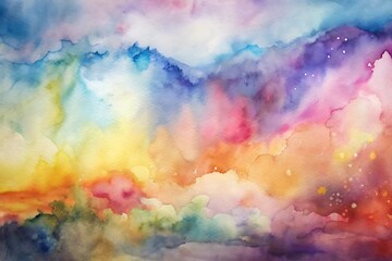 Vibrant abstract watercolor landscape with soft hues