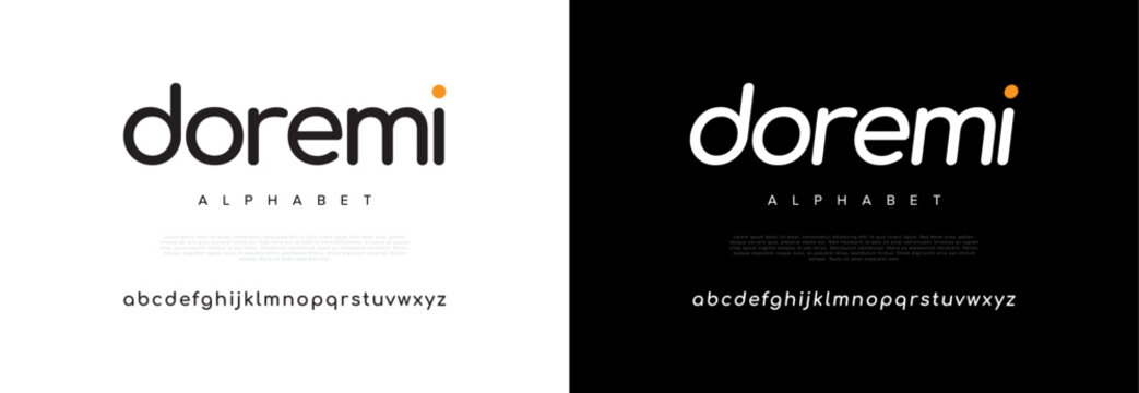 Doremi creative modern geometric urban alphabet font. Digital abstract futuristic, game, techno, robot, music, logo, sport, minimal technology typography. Simple numeric vector illustration