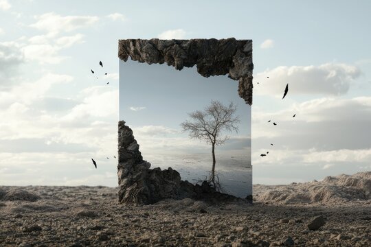 Dual existence: An artistic depiction of a parallel universe, blending abstract elements and surreal visuals, highlighting the enigmatic nature of alternate dimensions.