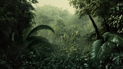 Fototapeta premium Lush Green Rainforest Landscape