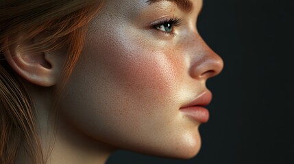 Fototapeta premium Profile of a Woman with Natural Beauty Features