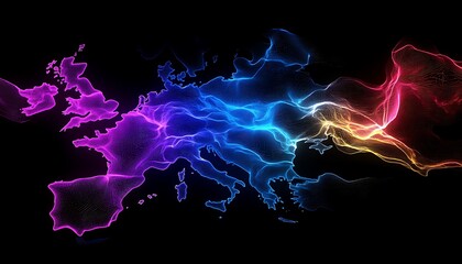 Abstract Europe Map with Vibrant Colors
