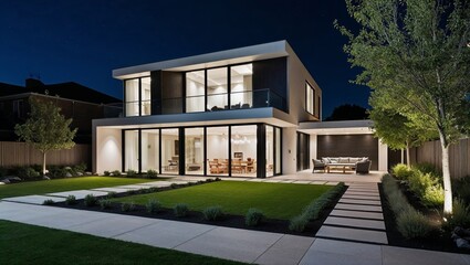 Fototapeta premium illustration of a beautiful modern house