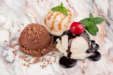 Sweet Homemade Ice Cream on the desk