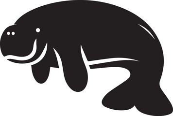 Dugong logo silhouette vector icon black and white