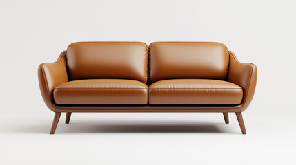Fototapeta premium Modern Leather Sofa in Minimalist Interiors