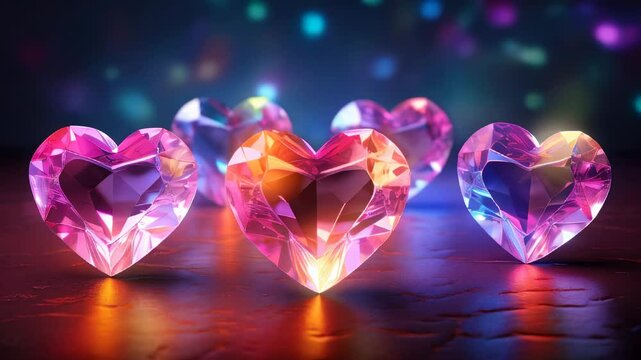 Crystal colorful hearts