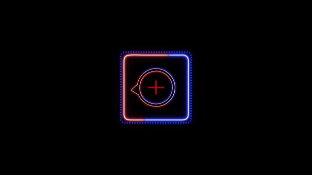 Square neon frame animation on black background