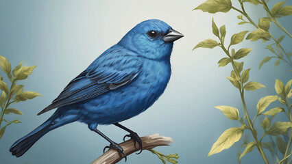 Fototapeta premium Indigo bunting bird illustration background