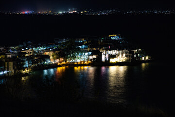 Fototapeta premium Shuanglang Ancient Town, Dali City, Yunnan Province - Aerial photography of urban buildings at night