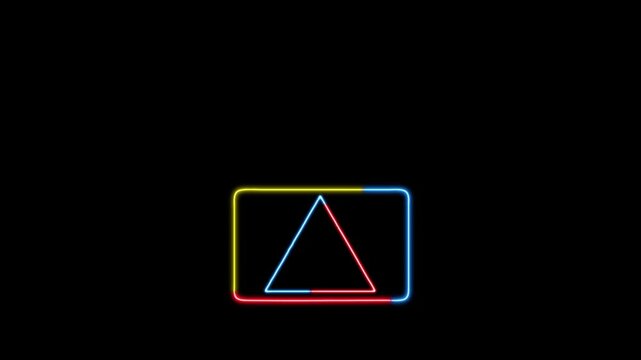 Abstrack neon frame animation on dark background