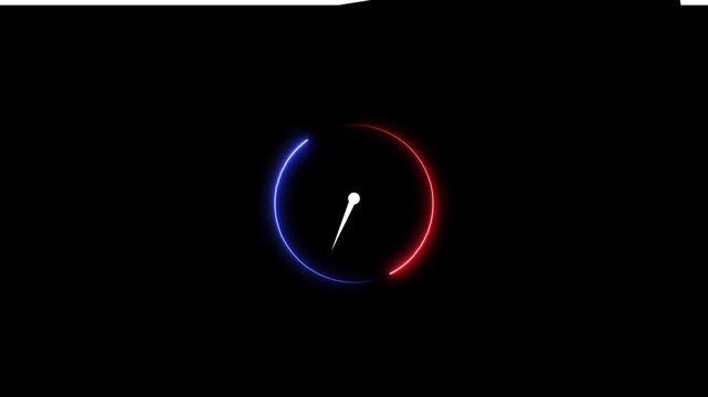 Abstrack neon shine clock icon animation on black background