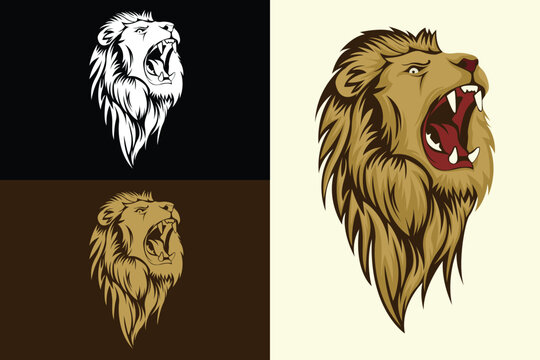 Lion head logo vector,lion mascot vector,lion head element