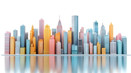 Obraz premium Colorful City Skyline Illustration Urban Development Architecture Skyscrapers