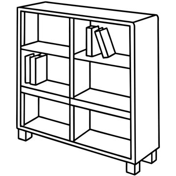 recommend clip art: bookcase outline coloring book page line art drawing