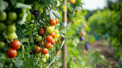 A garden where food injustice grows as twisted vines, bearing fruit only for the wealthy, while the poor harvest nothing