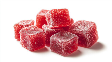 Small mountain of delicious bright red candied fruit jelly forming a pyramid