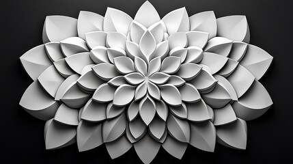 Abstract White Flower Pattern 3D Design Geometric Shapes Modern Art Minimalist Decora