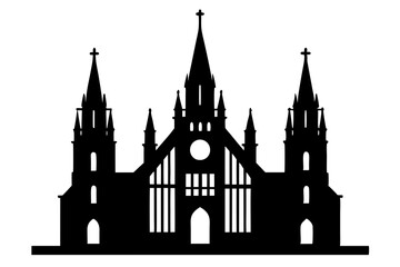 Cathedral | vector silhouette illustration on white background