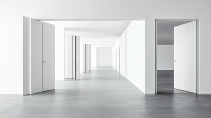 Fototapeta premium Empty White Corridor With Doors