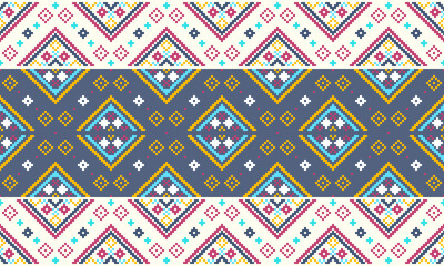 Ethnic pixel pattern traditional design pattern Presenting ethnic art fabrics, beliefs and characteristics of local fabrics. 