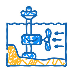 stream energy tidal power doodle icon sketch vector. stream energy tidal power sign. isolated symbol illustration