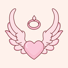 Beautiful Pink Love Heart Guardian Angel Wings Flying in Heaven Sky