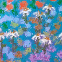 Naklejka premium Oil paintings and various flowers, fish, forest scenery, animals, mountains, chrysanthemums, beautiful scenery